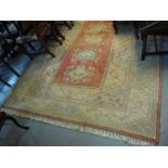 Large Middle Eastern design beige and salmon carpet,
