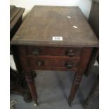 Victorian mahogany drop-leaf lady's work table on ring turned legs and casters. (B.P. 24% incl.