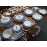 Four trays of Bristol Pountney and Co., Ludlow blue and white dinnerware. (4) (B.P. 24% incl.