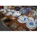 Three trays of Portmeirion pottery 'Harvest Blue' design by Angharad Menna,