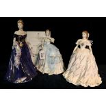Three Royal Worcester bone china figurines to include; 'The First Quadrille',