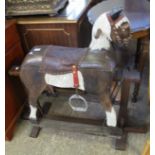 Vintage wooden and painted child's rocking horse on pine swing frame. (B.P. 24% incl.