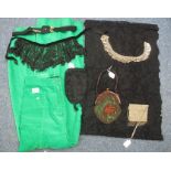 Box of vintage clothing and accessories to include: two 20's-30's beaded bags;