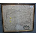 Robert Morden, original sparsely coloured map of Middlesex. 36 x 41.5cm approx.