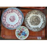 Tray of 19th Century Swansea pottery cabinet and other plates to include: 'Woodbine', 'Cambrian',