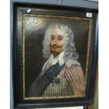 Portrait of a cavalier gentleman, possibly representing King Charles II, oils on panel.