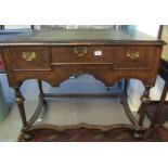 18th Century walnut cabinet or dresser base with later writing inset leather top on vase shaped