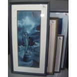 Group of assorted furnishing pictures including, the old oak Carmarthen, moorland scene,