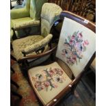 Edwardian upholstered tub type armchair on a mahogany frame,