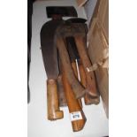 Collection of axes with turned wooden handles. (B.P. 24% incl.
