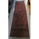 Meshwani red and blue ground geometric runner, 250 x 63cm approx. (B.P. 24% incl.