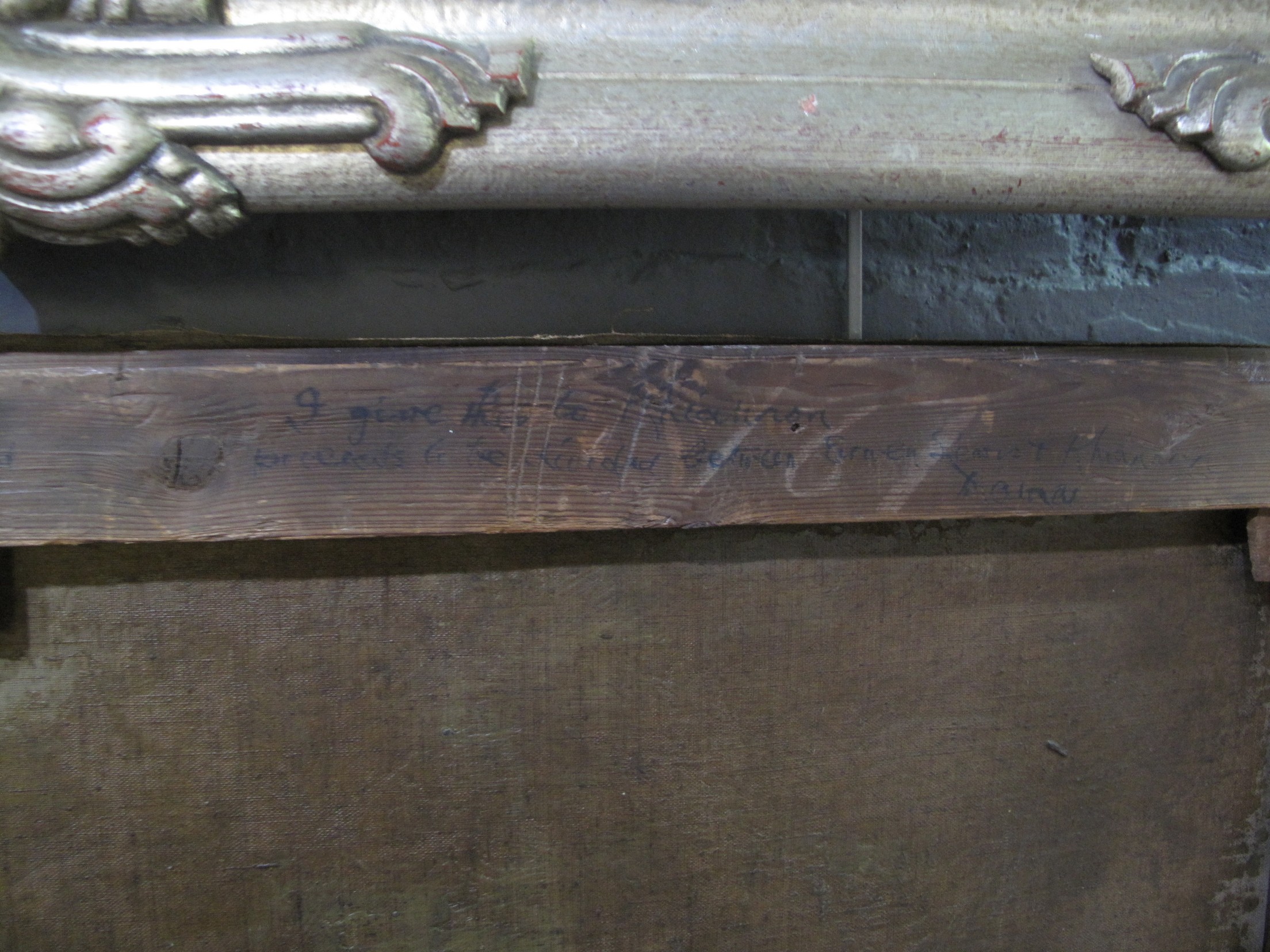 Continental school, kitchen interior with figures, indistinctly signed, oils on canvas. - Image 5 of 6