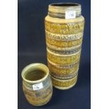 Mid Century West German pottery cylinder vase,
