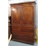 19th Century mahogany press cupboard,