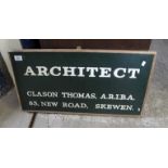 Advertising board: 'Architect, Clason Thomas, A.R.I.B.A., 83 New Road, Skewen'. (B.P. 24% incl.