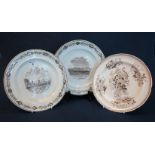 Three 19th Century pottery plates to include;