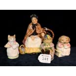 Three Royal Albert Beatrix Potter figures to include; 'Mrs Tiggy-Winkle takes tea',