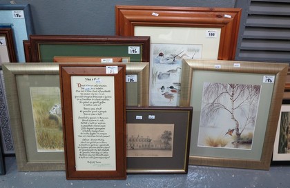 Group of assorted furnishing prints, various including, landscapes, still lifes etc. (8) (B.P.
