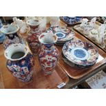 Two trays of Japanese 'Imari' porcelain items, vases and plates. (2) (B.P. 24% incl.