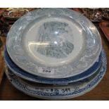 Collection of six 19th Century transfer printed oval meat plates,