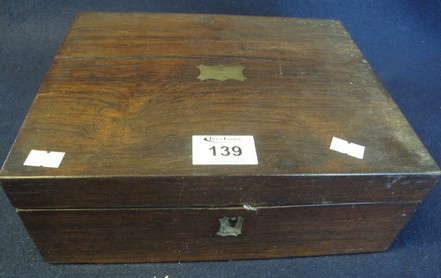 19th Century rosewood writing slope box. (B.P. 24% incl.