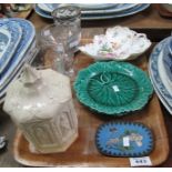 Tray of assorted items to include: three glass rummers,