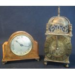 Small Mid-Century walnut cased boudoir clock,
