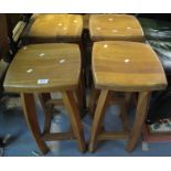 Set of four modern oak bar stools with square moulded seats. (4) (B.P. 24% incl.