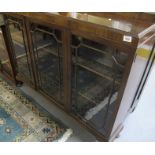 Early 20th Century mahogany three door glazed display cabinet or bookcase on cabriole legs. (B.P.