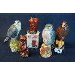 Three Royal Doulton Whyte & Mackay decanters modelled as birds to include; peregrine falcon,
