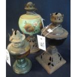 Three small single burner oil lamps. (3) (B.P. 24% incl.