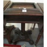 Victorian rosewood lady's sarcophagus shaped work table on quatreform base. (B.P. 24% incl.