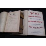 Two large 19th Century Welsh language Peter Williams bibles, both leather bound,