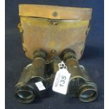 Pair of Crown Optical Company military stereo 6x30 binoculars in leather case. (B.P. 24% incl.