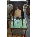 Early 20th Century tiled top, oak framed, barley twist occasional table with cane under tier,
