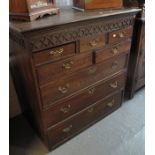 19th Century oak straight front chest of five short and three long drawers (possibly the top of a