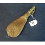 Brass and leather hunting powder flask. (B.P. 24% incl.