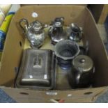 Box of assorted metalware to include;