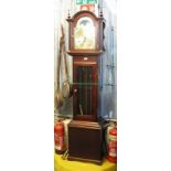 Reproduction mahogany longcase clock marked Fenclocks,