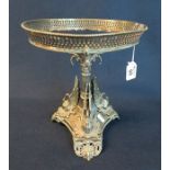 Late 19th/early 20th Century silver plated centre bowl having pierced and scroll decoration on