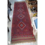 Meshwani blue and red ground geometric runner, 230 x 64cm approx. (B.P. 24% incl.