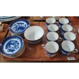 Twenty-eight piece Royal Albert Crown china blue and white transfer printed 'Oriental' design