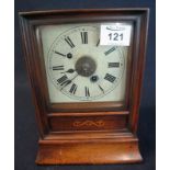 19th Century German alarm mantel clock with painted Roman face. (B.P. 24% incl.