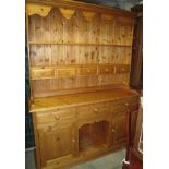 Modern pine two stage dog kennel dresser with fitted spice drawers. (B.P. 24% incl.