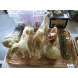 Tray of ceramic dogs to include; greyhounds, sheepdog, Coopercraft spaniel etc. (6) (B.P. 24% incl.