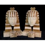 A pair of marble book ends in the form of Egyptian Pharoah heads. (2) (B.P. 24% incl.