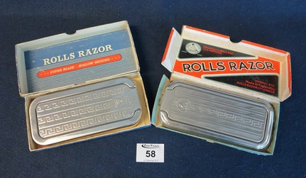 Two vintage Rolls razor nickel plated shaving blades in original boxes. (2) (B.P. 24% incl.