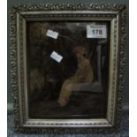 Framed convex glass crystoleum, portrait of a pensive young woman. (B.P. 24% incl.