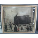 After L.S Lowry, 'The little steam engine', coloured print. 45 x 55cm approx. (B.P. 24% incl.