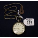 Silver key wind open faced pocket watch marked 'A & G Tailors celebrated lever Swiss made'.